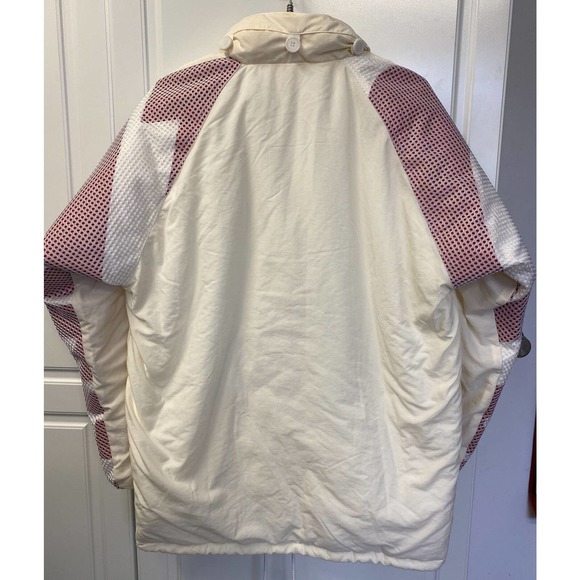Flight Club Jacket Cream Red Foldaway Hood Spell Out On Sleeves Size Mens S EUC - Picture 2 of 12